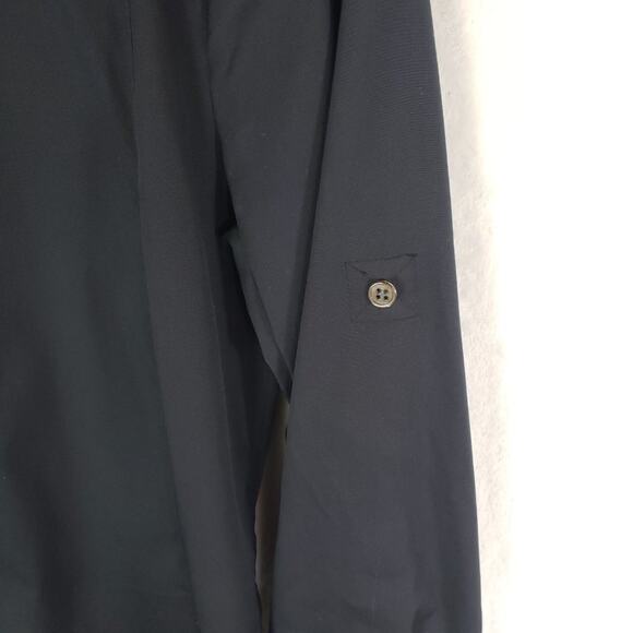 Theory Shirt Dress Women 4 Lannie Black Cotton Stretch Roll Tab Long Sleeve - Picture 3 of 9